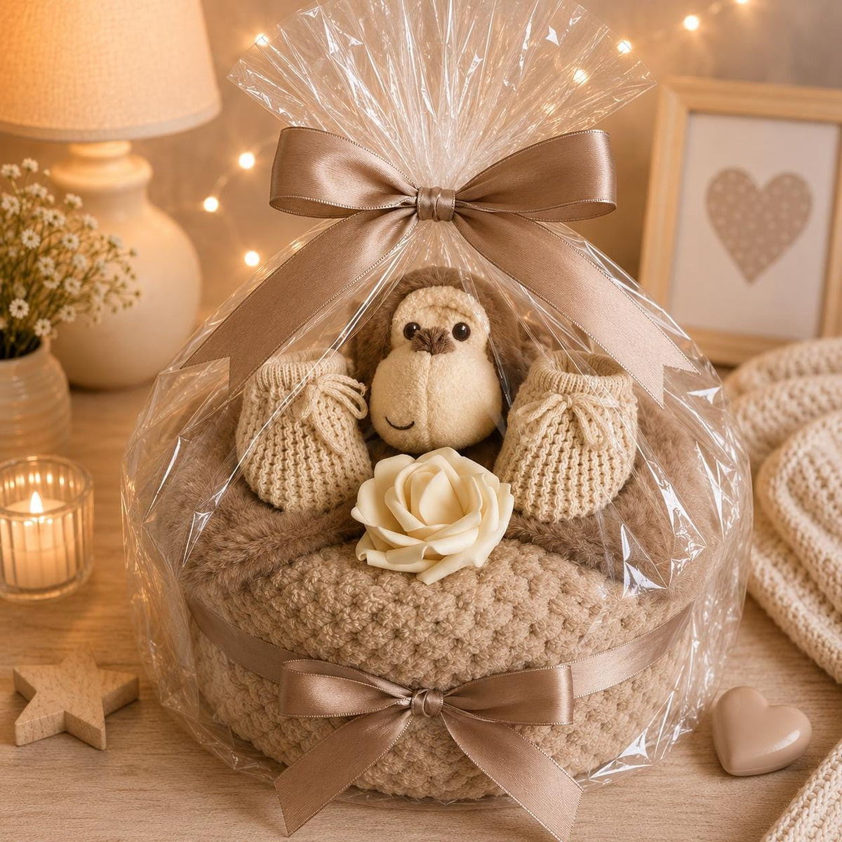 Monkey Nappy Cake | Unisex Baby Shower Gift | Newborn Baby Gift Set | Neutral Baby Hamper | Marcel Monkey Gift