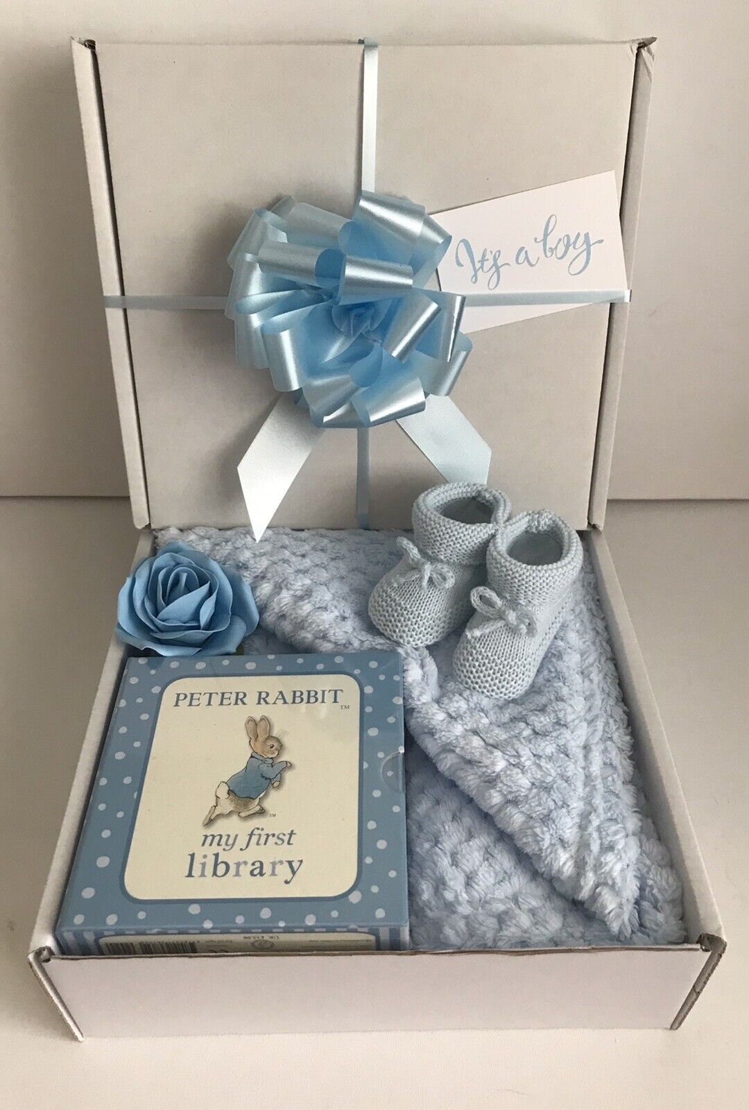 Peter Rabbit Baby Boy Gift Hamper | Newborn Boy Gift Basket | Baby Shower Gift Set | Baby Book Gift | New Baby Boy Present