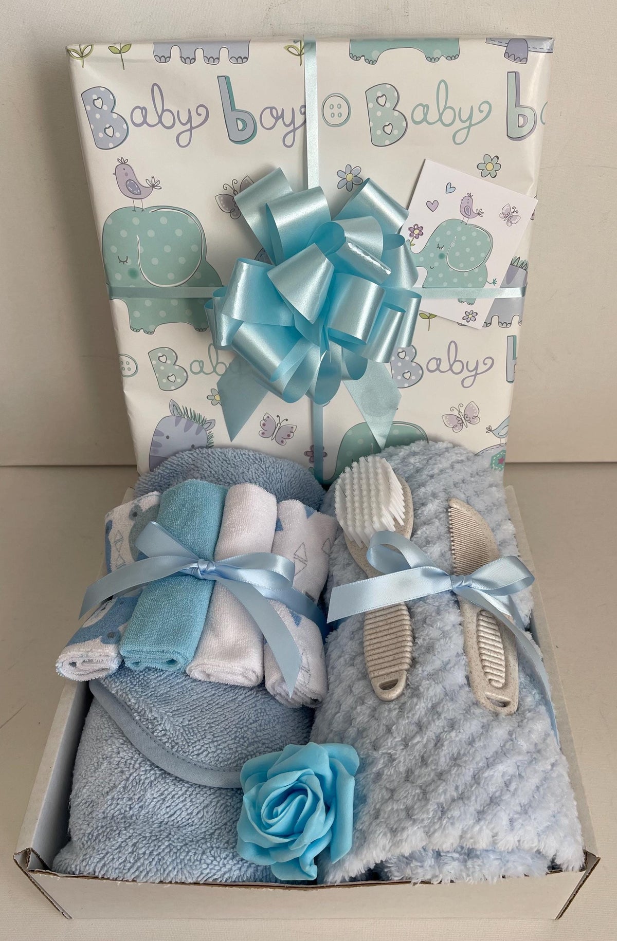 Luxury Baby Boy Gift Hamper, New Baby Boy Gift Basket, Baby Shower Gift, New Mum Maternity Gift, Blue Newborn Baby Box