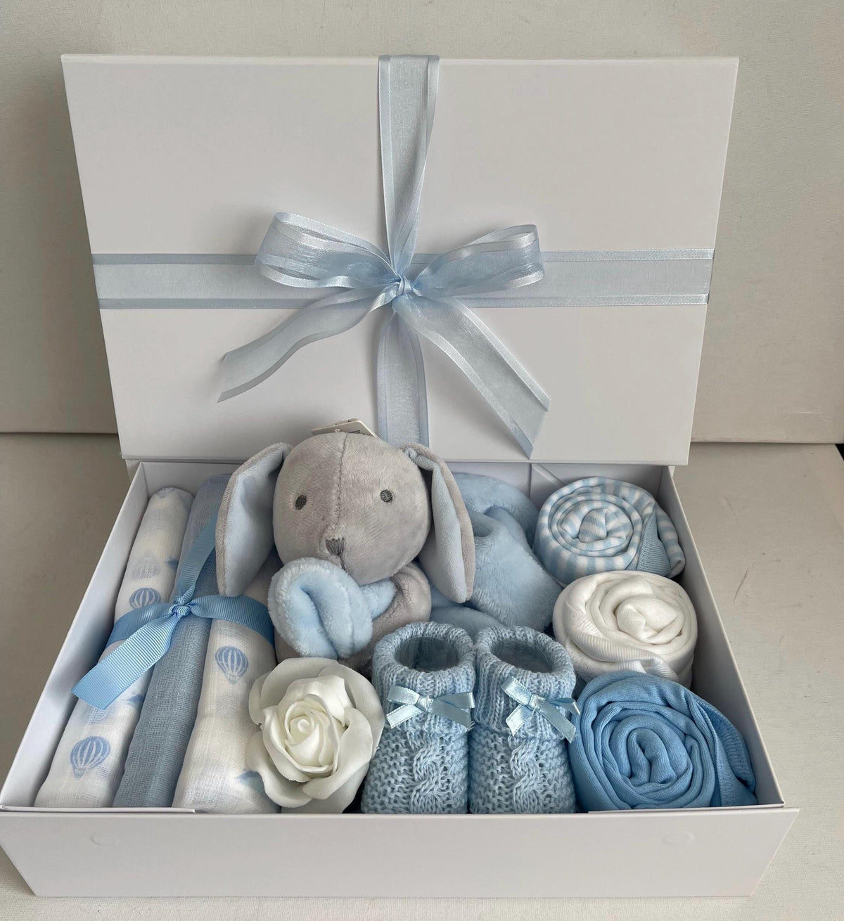 Newborn Baby Boy Gift Box | Baby Boy Hamper | Baby Shower Gift Set | Blue Bunny Baby Gift | New Baby Boy Present