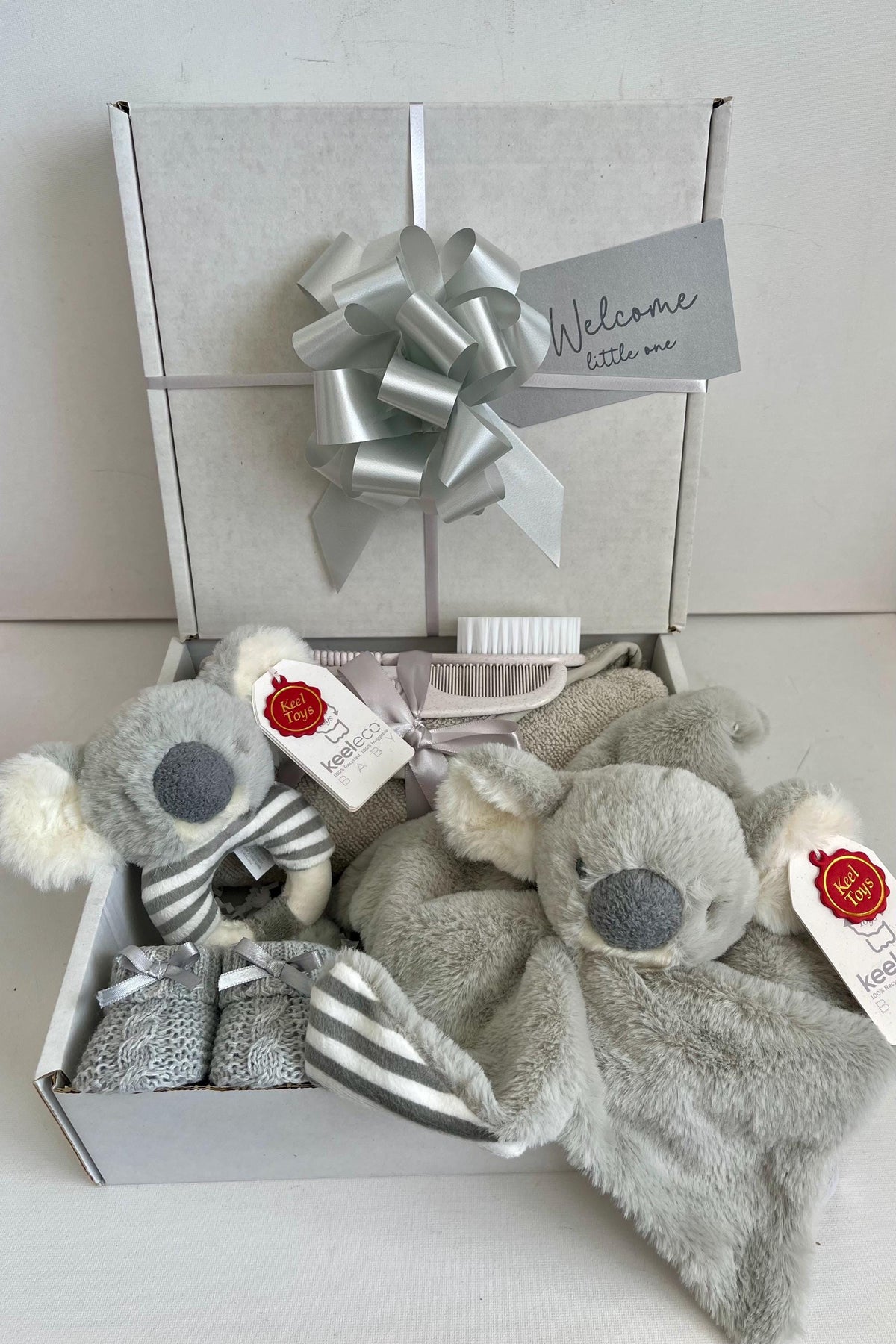 Koala Newborn Baby Gift Set | Unisex Baby Gift Basket | Neutral Baby Shower Hamper | Koala Comforter & Rattle
