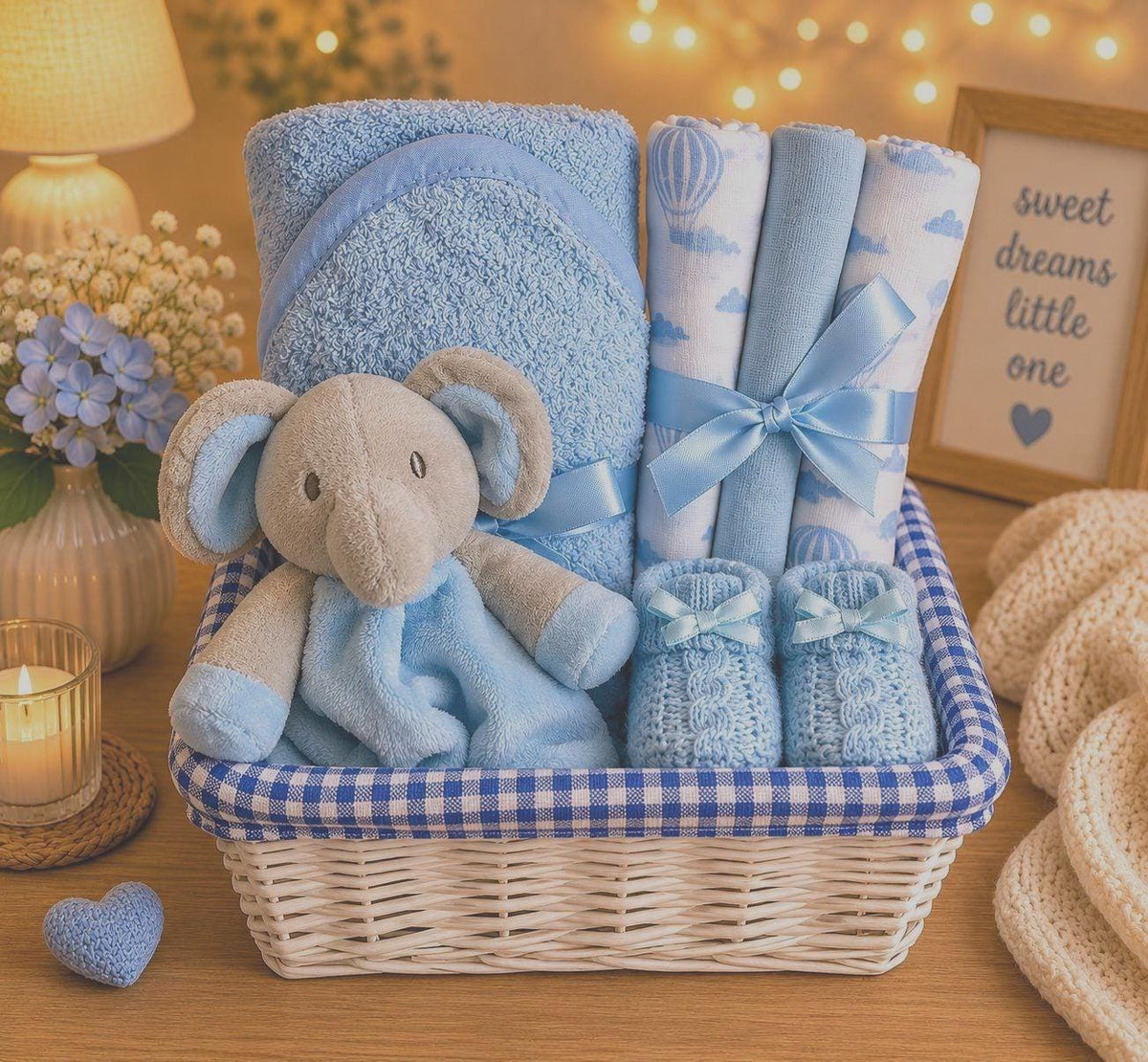 Baby Boy Hamper Gift Set | Newborn Boy Gift Basket | Baby Shower Gift | Blue Baby Hamper | New Baby Boy Present