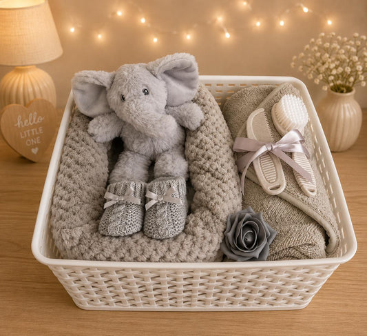 Neutral Baby Shower Hamper | Unisex Newborn Gift Basket | New Baby Gift Set | Gender Neutral Baby Gift | Baby Hamper