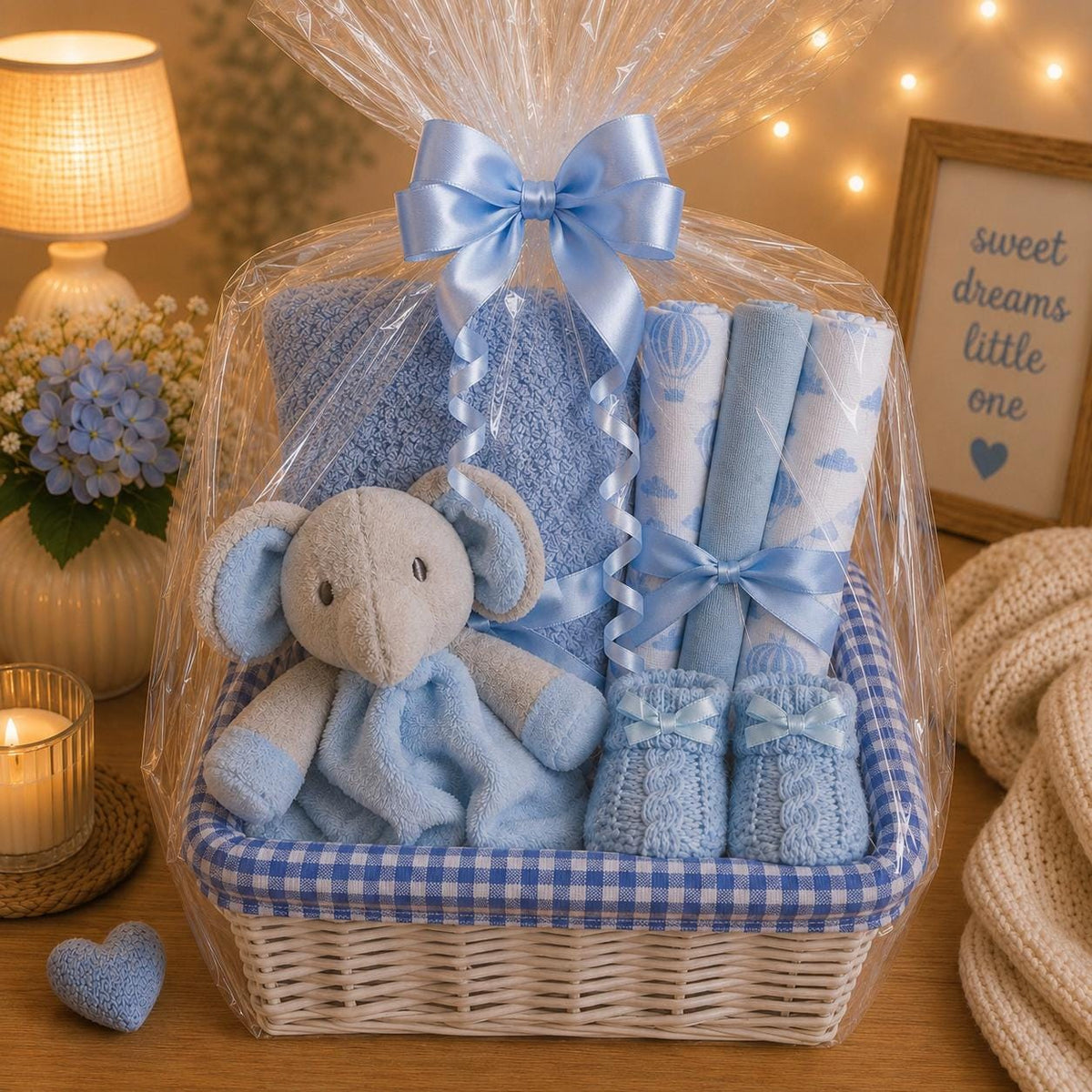 Baby Boy Hamper Gift Set | Newborn Boy Gift Basket | Baby Shower Gift | Blue Baby Hamper | New Baby Boy Present