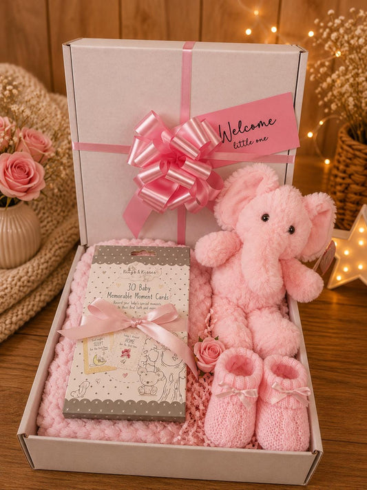 Luxury Baby Girl Gift Basket Hamper Maternity Baby Shower Gift New Baby Pink