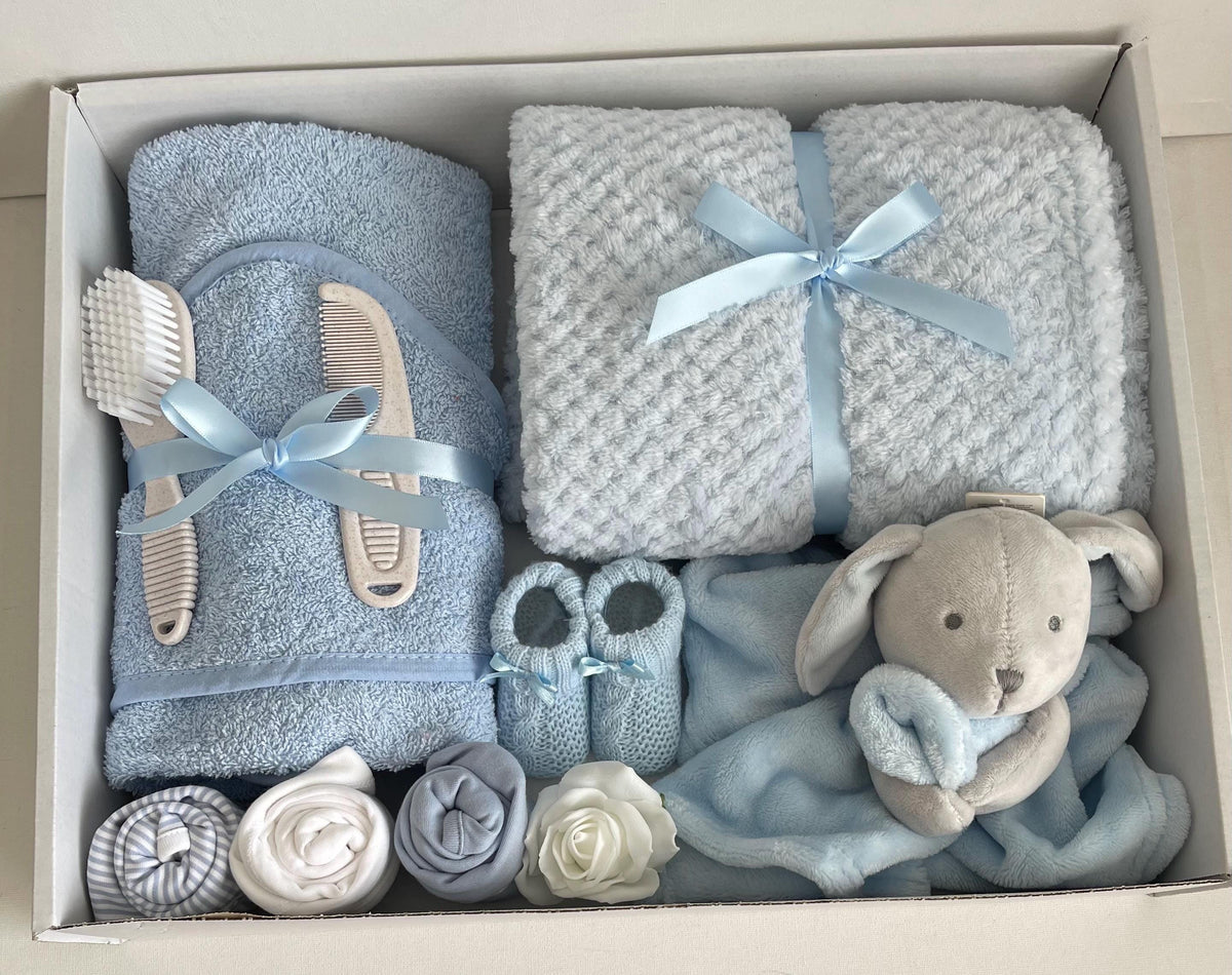 Newborn Baby Boy Hamper | Baby Boy Gift Basket | Newborn Gift Box | Baby Shower Gift Set | Luxury Blue Baby Hamper