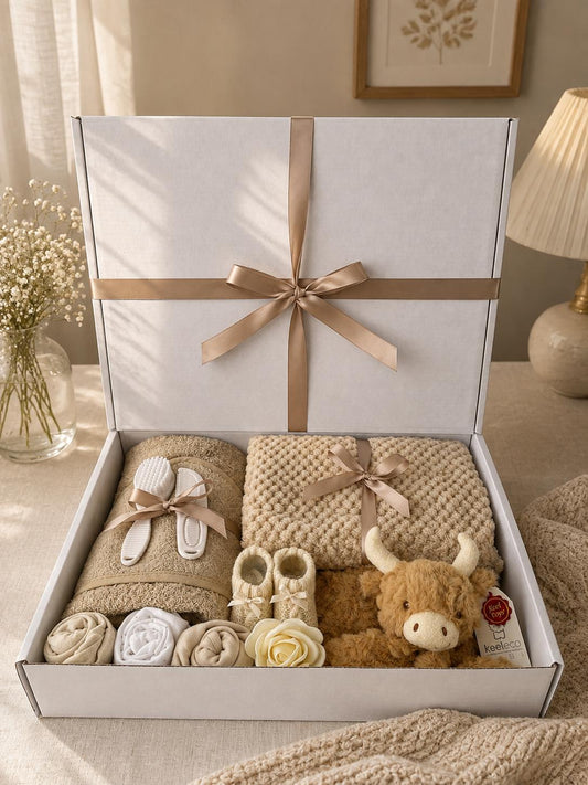 Gender Neutral Baby Hamper | Unisex Newborn Gift Basket | Baby Shower Gift Set | New Baby Gift Box | Neutral Baby Gift