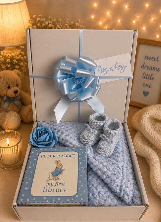 Peter Rabbit Baby Boy Gift Hamper | Newborn Boy Gift Basket | Baby Shower Gift Set | Baby Book Gift | New Baby Boy Present