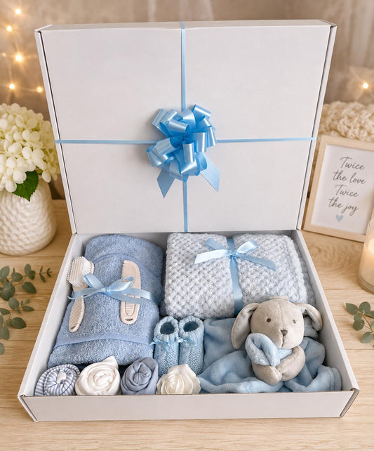 Newborn Baby Boy Hamper | Baby Boy Gift Basket | Newborn Gift Box | Baby Shower Gift Set | Luxury Blue Baby Hamper