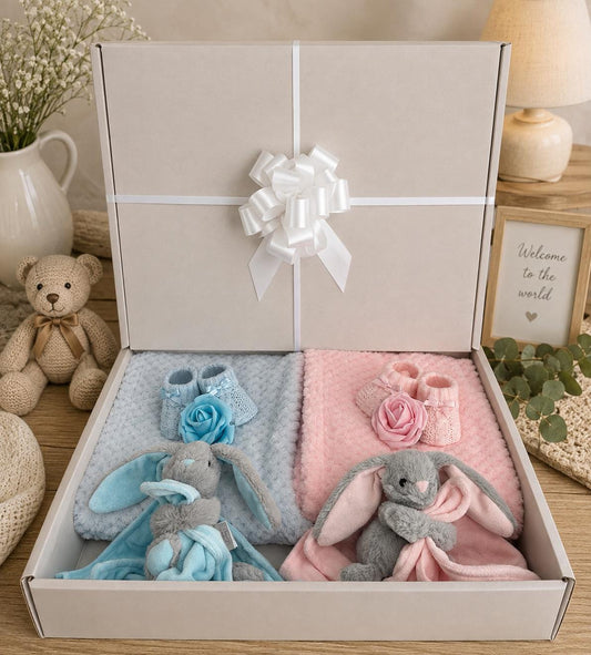 Newborn Twins Gift Box | Twin Baby Gift Set | Boy & Girl Twins Gift | Twin Baby Shower Gift | Pink  Blue Baby Hamper