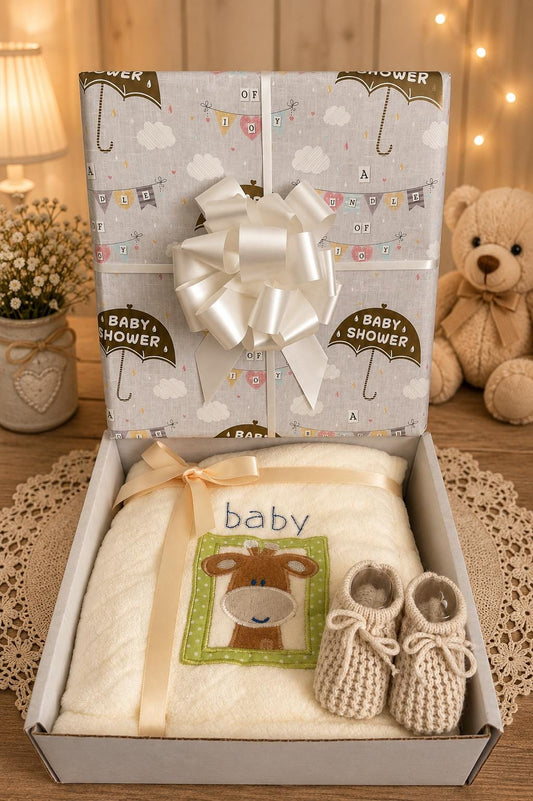 Luxury Baby Gift Set Blanket & Bootees